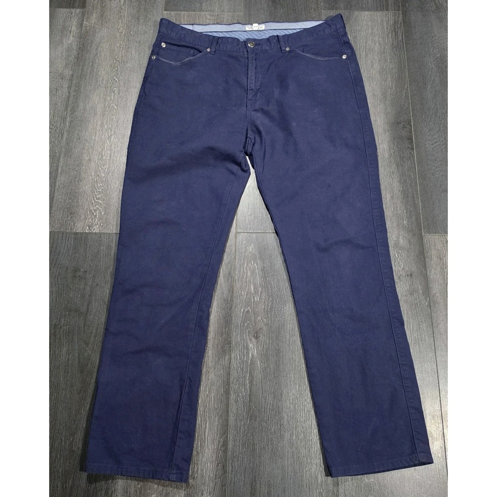 Peter Millar Crown Vintage Canvas Five Pocket Pant 36x30 Blue Stretch Commute